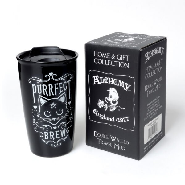 Purrfect Brew Black Cat Coffee Tea Cup and Spoon Set by Alchemy Gothic1977