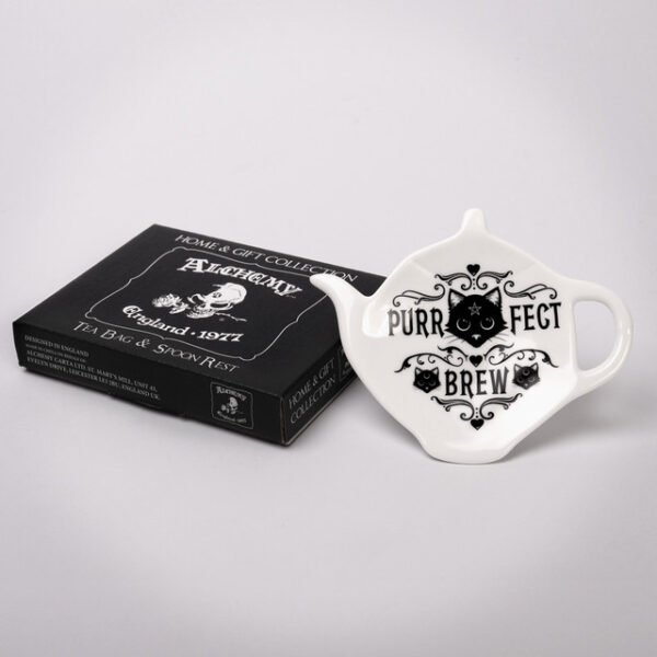 Purrfect Brew Black Cat Teaspoon Holder by Alchemy Gothic1977