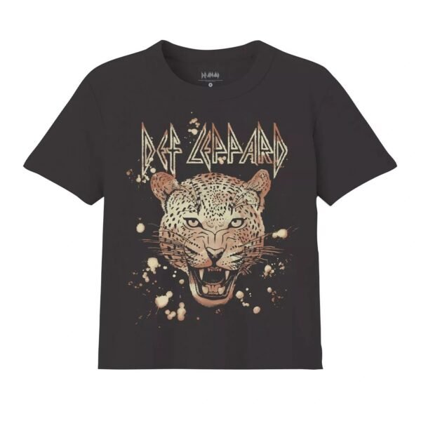 Def Leppard Bleach Dye Juniors Crop Top Baby Tee