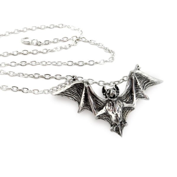 Vampire Bat Necklace / Pewter Bat Charm Pendant Alchemy Gothic 1977