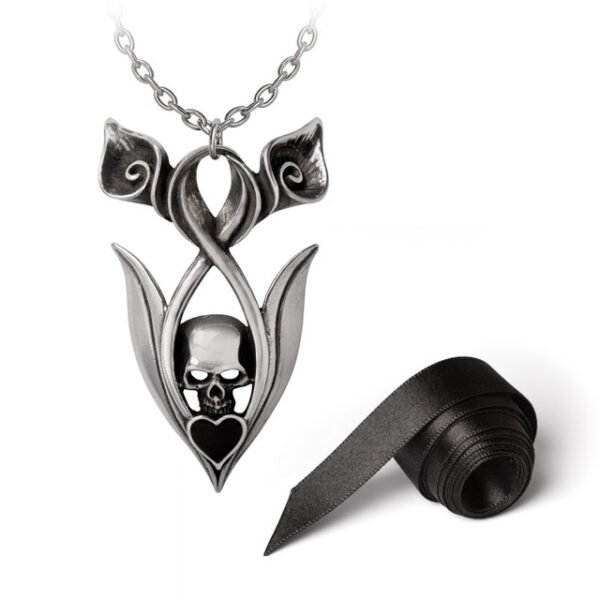 Black Dark Crystal Midnight Angel Pewter Pewter Pendant Necklace Necklace - Artisan crafted