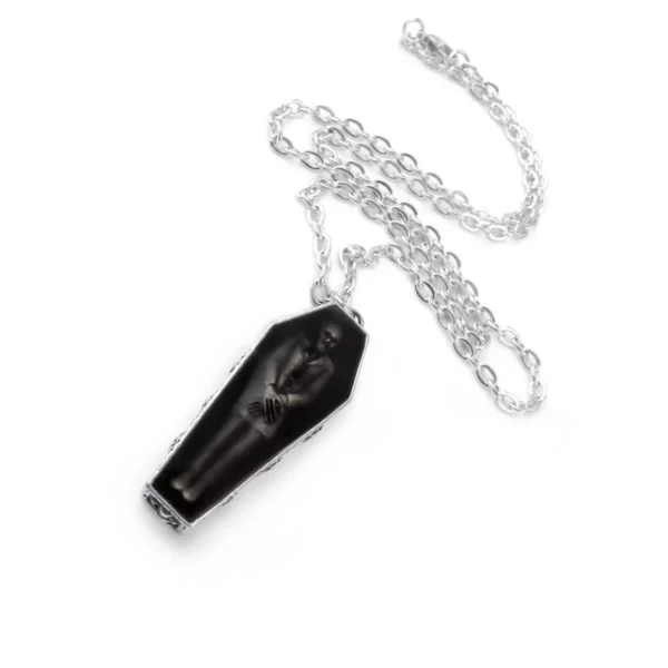 Pewter Nosferatu Vampire Necklace / Nosferatu In Casket Vampire Romance Pendant