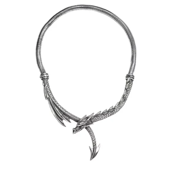 Pewter Dragon Wrap Necklace by Alchemy Gothic 1977 Dragon Lovers Gift