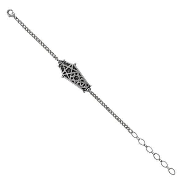Witches Hex Coffin Moon  Bracelet Gothic Rock Pewter Jewelry