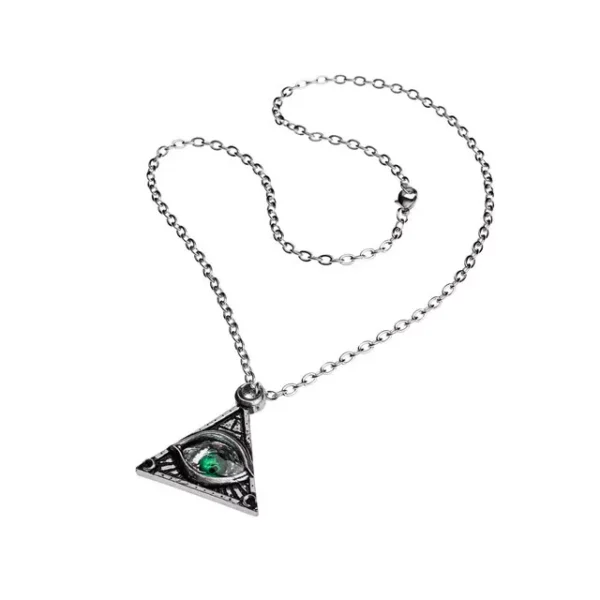 All Seeing Eye Necklace / Crystal Pewter Pendant by Alchemy Gothic 1977