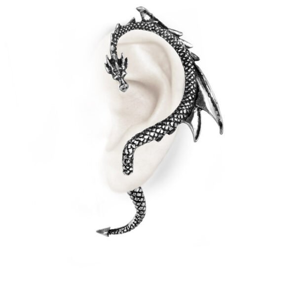 The Pewter Silver Dragon Earwrap Right Earring (single)