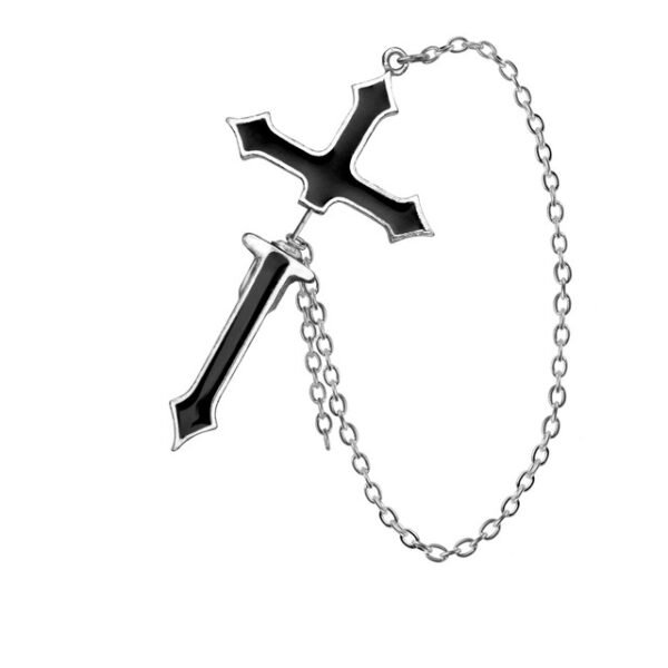 Black Gothic Impaled Cross Stud Earring
