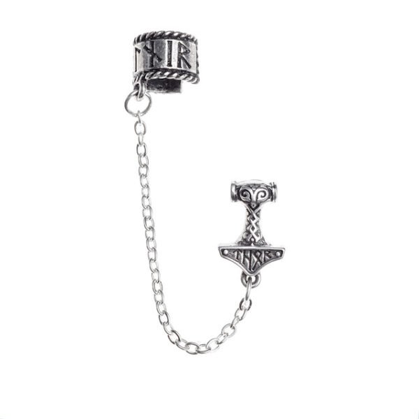 Cuff Chained Thor Hammer Stud Earring
