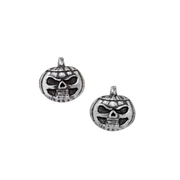 Pewter Pumpkin Skull Studd Earrings