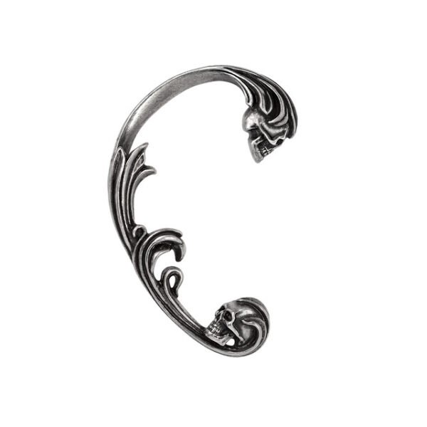 Pewter Rococo Rocaille Skull Earwrap