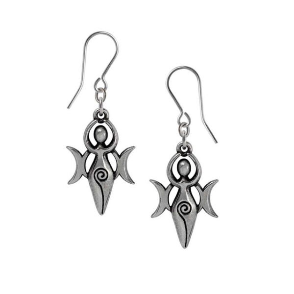 Cresent Moon Priestess of Ishtar Pewter Earrings