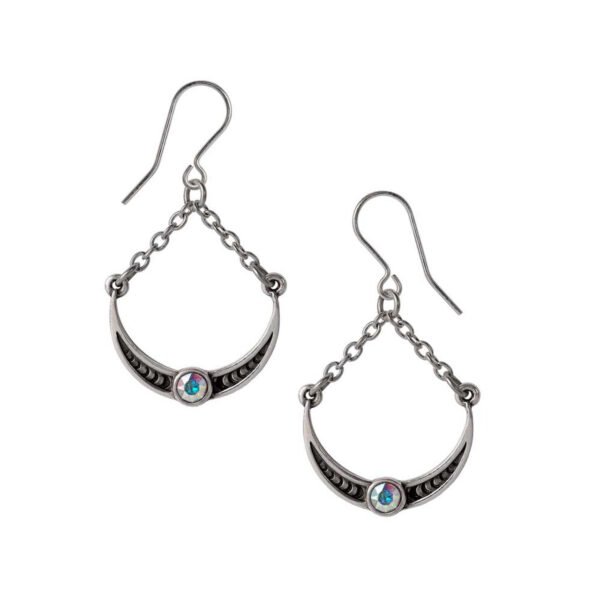 Crescent Moon Priestess of Ishtar Pewter Earrings