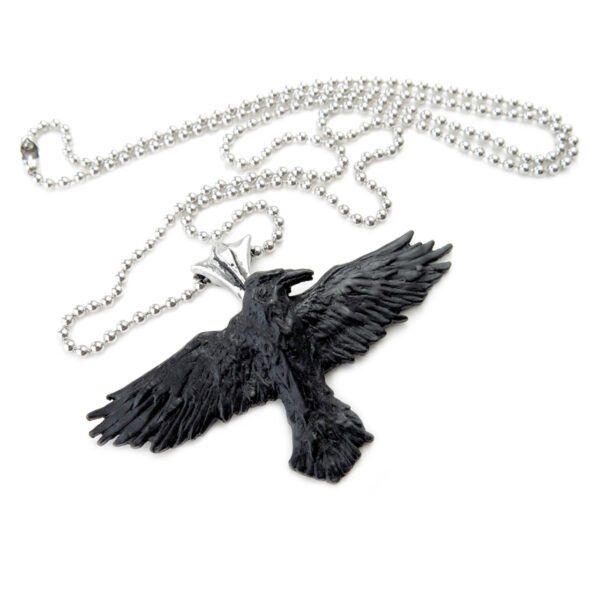 Wingspan Crow Black Raven Pewter Necklace