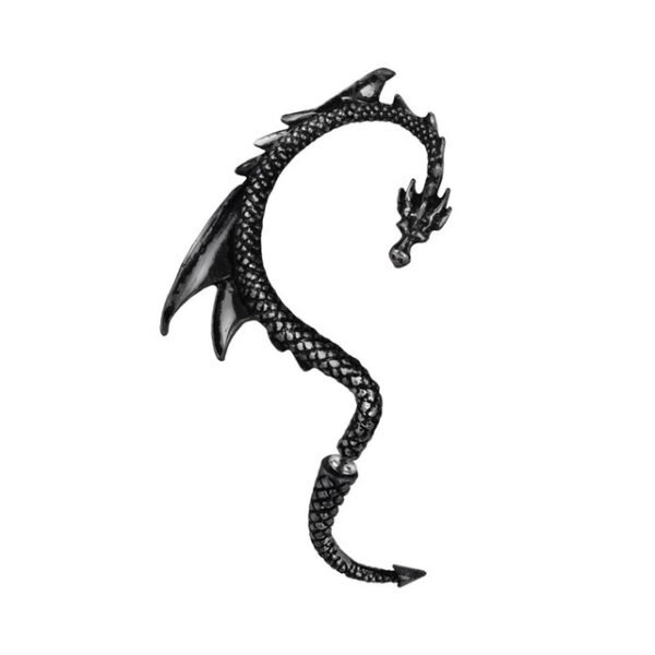 The Pewter Black Dragon Earwrap Earring (single)