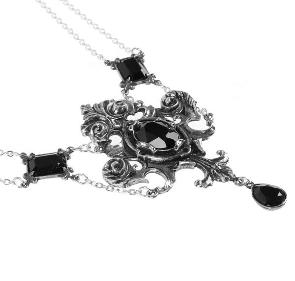 Pewter Black Crystal Baroque Queen Necklace