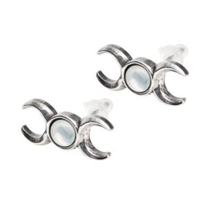 Pewter Triple Moon Goddess Magical Earrings