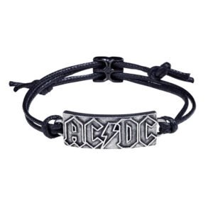 Pewter AC/DC Leather Bracelet Rock Jewelry
