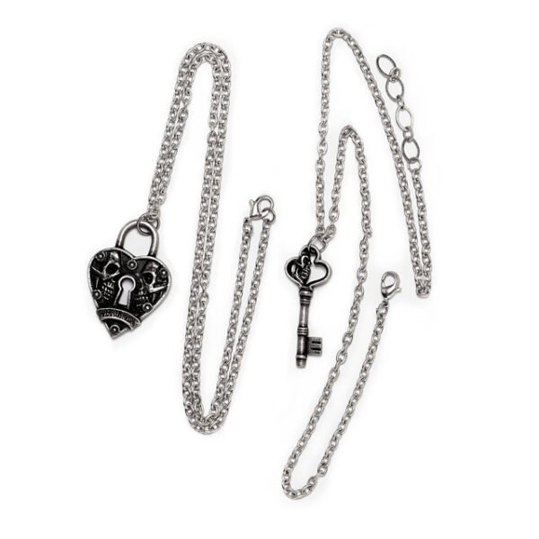 Key to my Heat Gothic Pewter Couples Necklaces