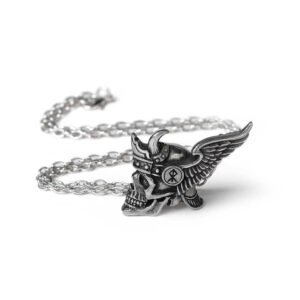Pewter Viking Skull Valhalla Necklace