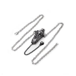 Pewter Pirate's Flask Skull n Bones Necklace