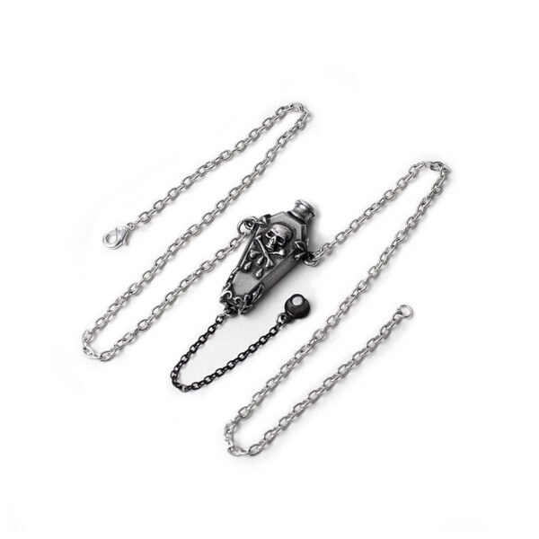 Pewter Pirate's Flask Skull n Bones Necklace