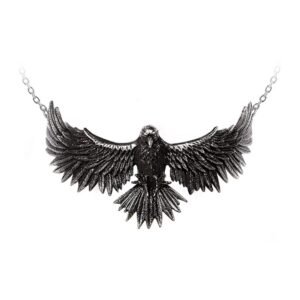Coronis Pewter Black Raven Crow Choker Necklace
