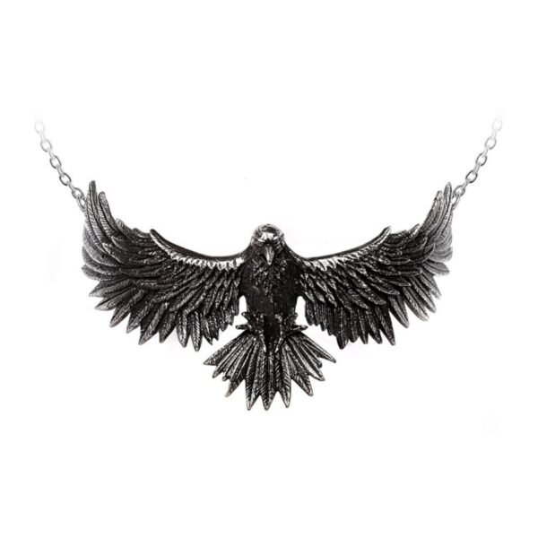 Coronis Pewter Black Raven Crow Choker Necklace