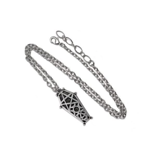 Pewter Hex Coffin Necklace