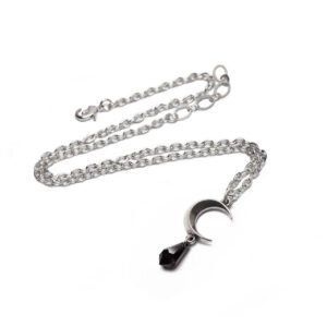 Pewter Tears of the Moon Black Drop Crystal Necklace