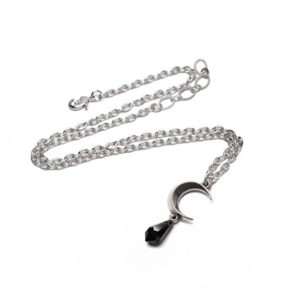 Pewter Tears of the Moon Black Drop Crystal Necklace