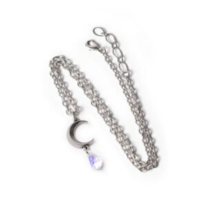 Pewter Tears of the Moon White Drop Crystal Necklace