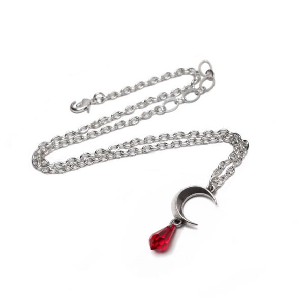 Pewter Tears of the Moon Red Drop Crystal Necklace