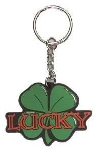 Lucky at Love Keychain Tattoo Rove Heart Lucky Clover Rubber Keyring Valentine