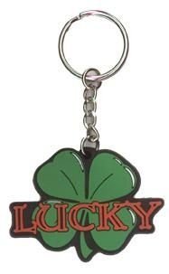 Lucky at Love Keychain Tattoo Rove Heart Lucky Clover Rubber Keyring Valentine