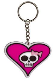 Pink Heart Skelli Girl Keychain Skull